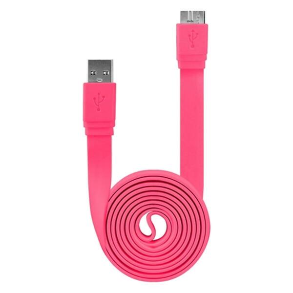 Cellet SuperSpeed USB 3.0 Type A to Micro-B Flat Cable - Hot Pink DAUSB30FHPK
